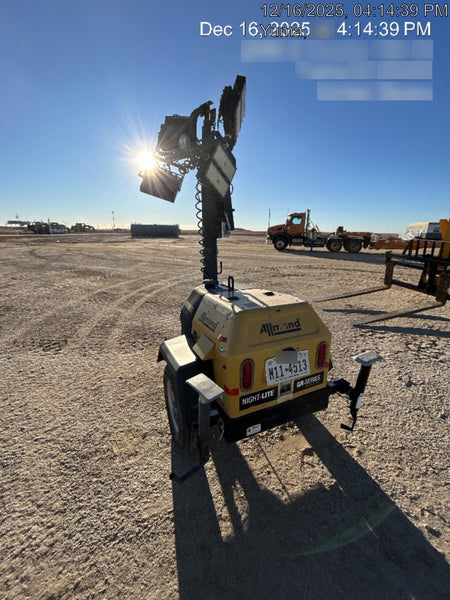 2022 Allmand NLV3GR (4) LED Light Fixture 350W, 23' Vertical Mast, 3kW Prime, Towable, Deep Sea L401, Leveling Jacks, Yanmar T4F 5.8hp