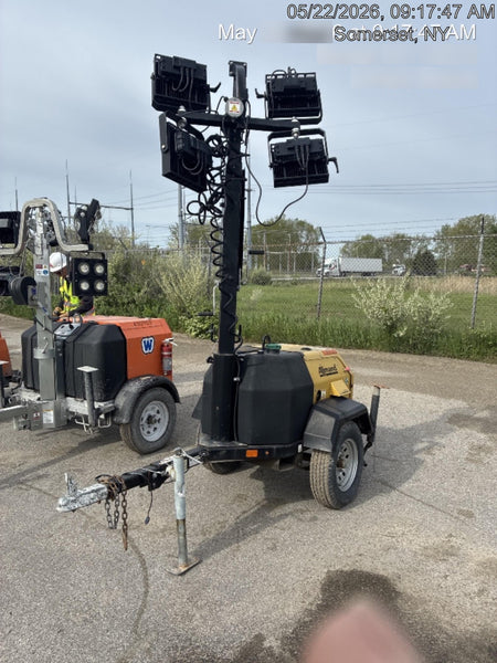 2021 Allmand NLV3GR (4) LED Light Fixture 350W, 23' Vertical Mast, 3kW Prime, Towable, Deep Sea L401, Leveling Jacks, Yanmar T4F 5.8hp
