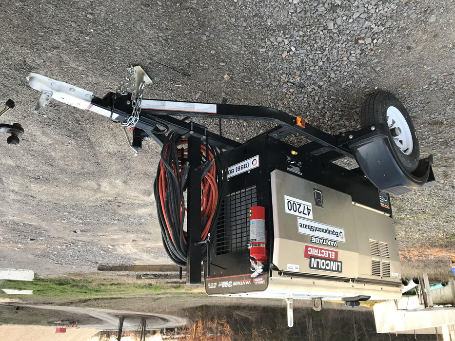 2019 Lincoln Electric Vantage 322 Ready-Pak 3, Two Wheel Trailer, Fender and Light Kit, Cable Rack
