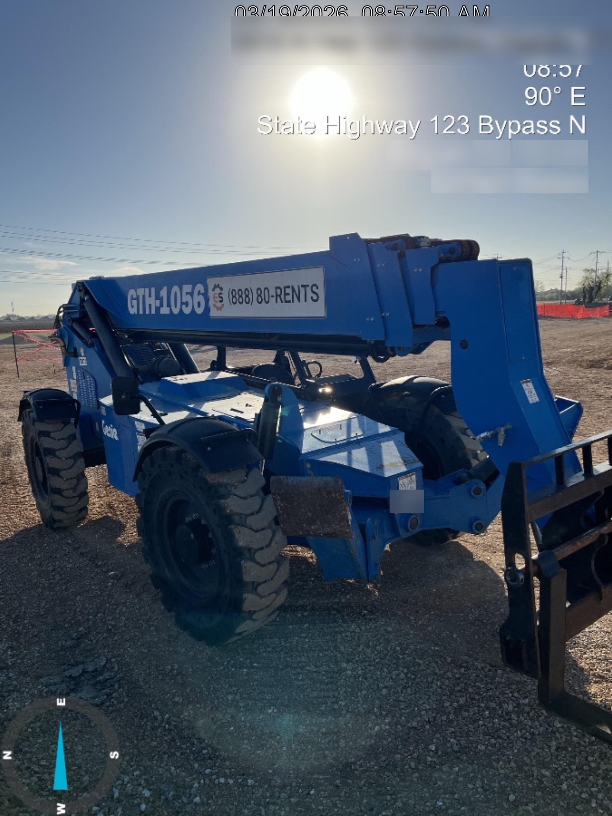 2019 Genie GTH-1056 Canopy, Solid RT Tires, LED Work Lights, Beacon 60" QA Carriage, 60" Forks