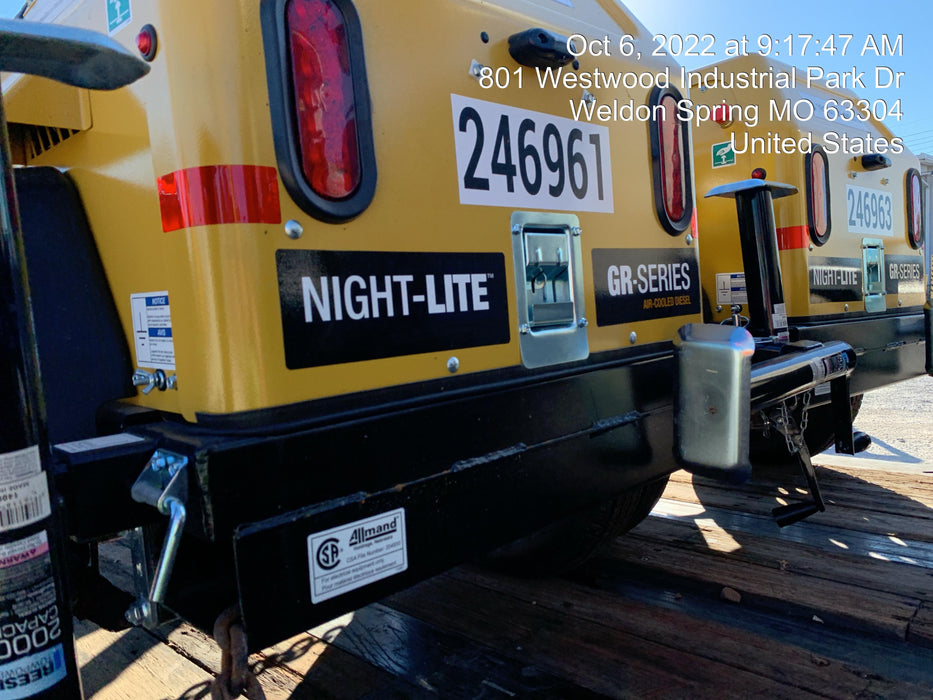 2022 Allmand NLV3GR (4) LED Light Fixture 350W, 23' Vertical Mast, 3kW Prime, Towable, ES Decals, T3