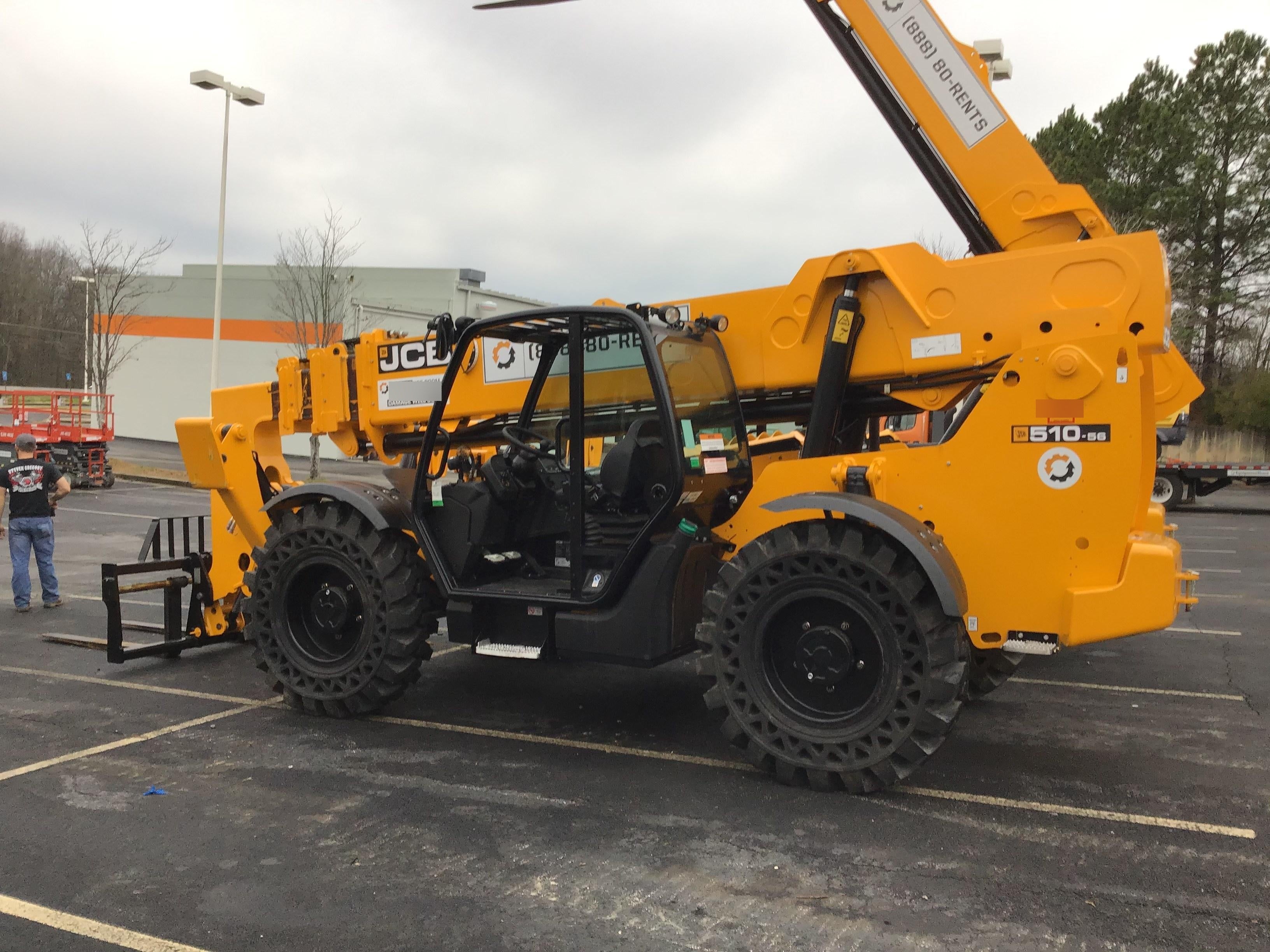 2020 JCB 510-56 Canopy, 74 HP, Solid Tires, STD Worklight, Beacon, Aux Hydraulics, Lifting Eye, Back up Alarm w/66" Carriage/60" Forks