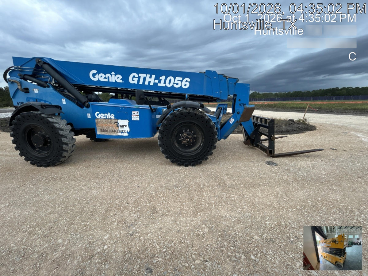 2018 Genie GTH-1056 Genie GTH-1056 w/Open ROPS, Solid Tires, Work Light/Beacon, 60" Carriage and Forks