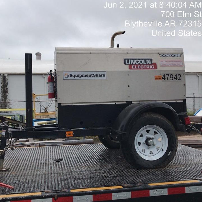 2019 Lincoln Electric Vantage 322 Ready-Pak 3, Two Wheel Trailer, Fender and Light Kit, Cable Rack