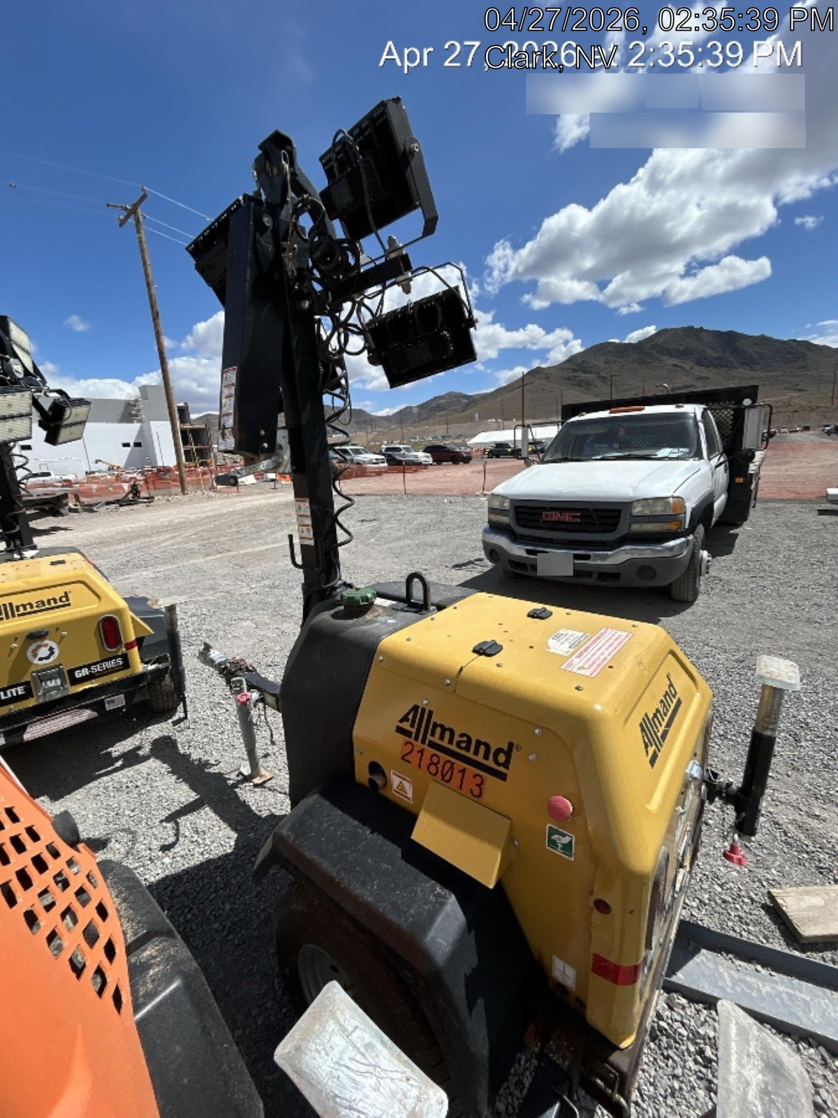 2022 Allmand NLV3GR (4) LED Light Fixture 350W, 23' Vertical Mast, 3kW Prime, Towable, Deep Sea L401, Leveling Jacks, Yanmar T4F 5.8hp