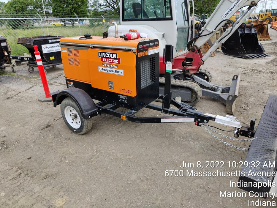 2021 Lincoln Electric Vantage 322 Vantage 322 Ready Pak 3 w/ Decals, ORANGE (includes trailer, cable rack, fender light kit) NO Telematics