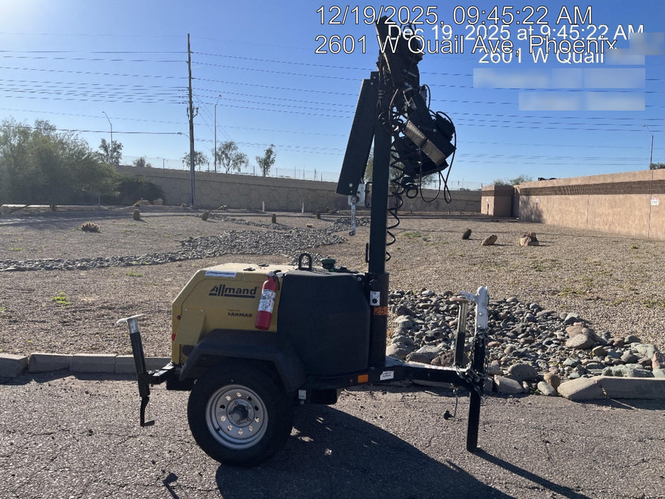 2022 Allmand NLV3GR (4) LED Light Fixture 350W, 23' Vertical Mast, 3kW Prime, Towable, ES Decals, T3