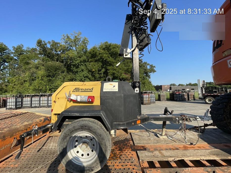 2022 Allmand NLV3GR (4) LED Light Fixture 350W, 23' Vertical Mast, 3kW Prime, Towable, Deep Sea L401, Leveling Jacks, Yanmar T4F 5.8hp