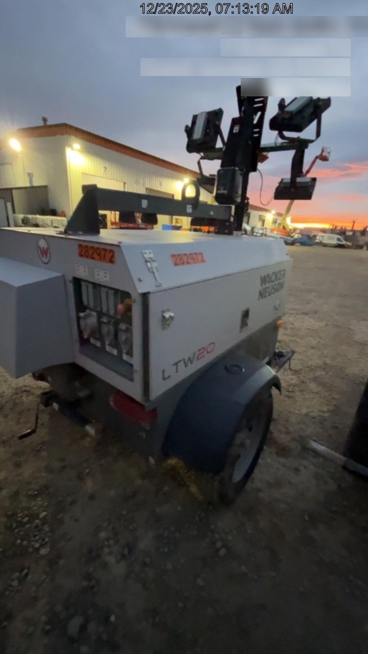 2022 Wacker Neuson LTW20Z1 Isuzu Dsl. Engine, 23' Mast, (4) 300W LED Lights, CWK, Programmable Dawn to Dusk, 360 Deg. Rotation, 57 Gal. Tank, Trailer Mounted