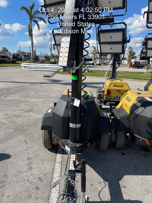 2022 Allmand NLV3GR (4) LED Light Fixture 350W, 23' Vertical Mast, 3kW Prime, Towable, ES Decals, T3