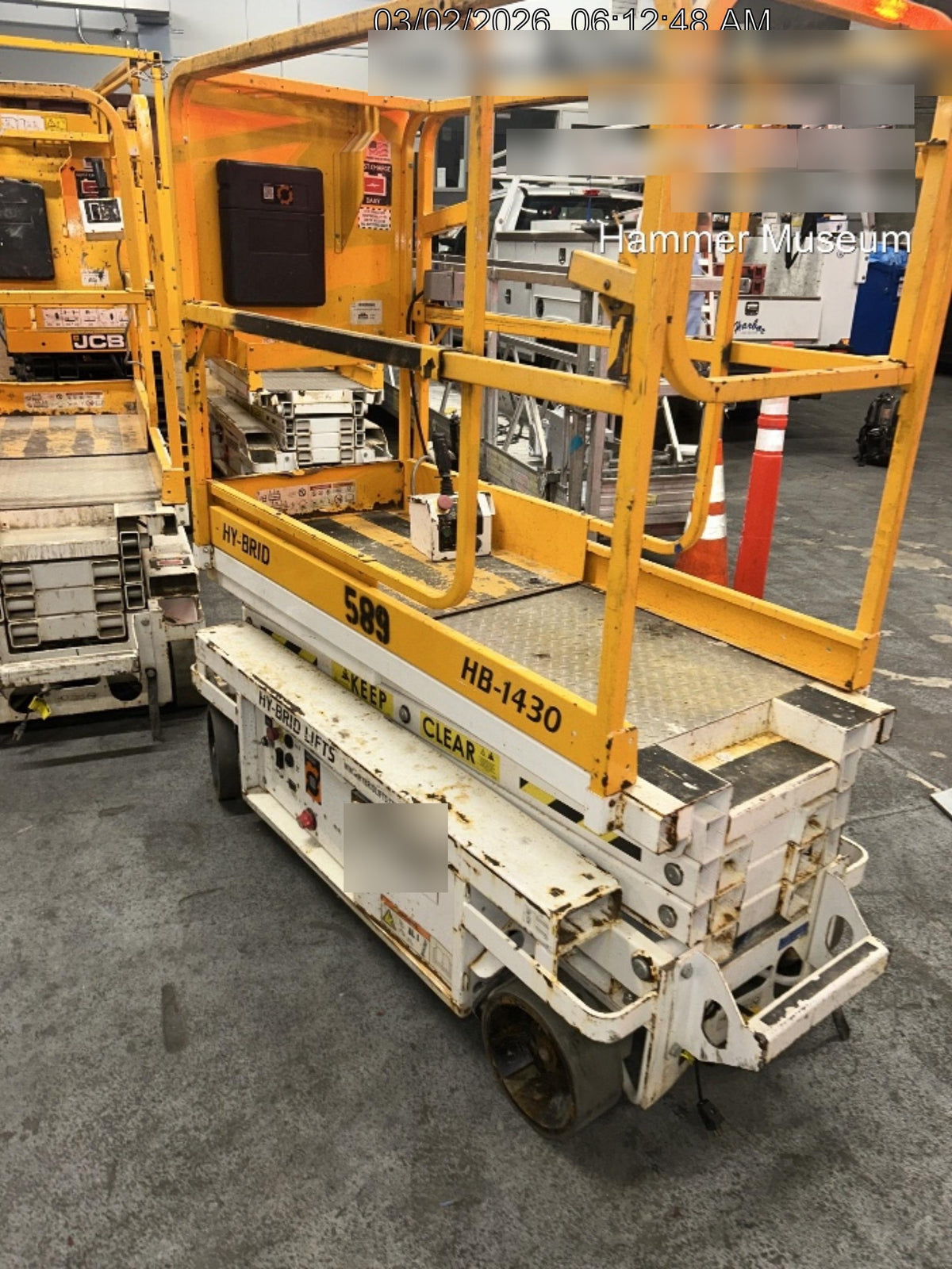 Custom Equipment HB-1430 Hy-Brid Scissor Lift
Platform capacity up to 670 lbs
Working height up to 20 ft
Weighs under 1,700 lbs
Non-marking wheels