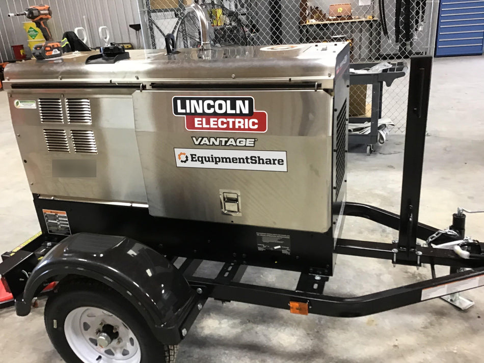 2019 Lincoln Electric Vantage 322 Welder Ready-Pak 3, Two wheel trailer, Fender and Light kit, Cable Rack