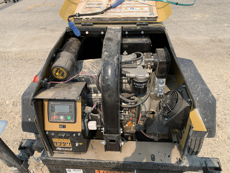 2021 Allmand NLV3GR (4) LED Light Fixture 350W, 23' Vertical Mast, 3kW Prime, Towable, Deep Sea L401, Leveling Jacks, Yanmar T4F 5.8hp