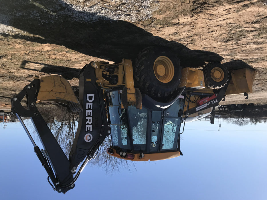 2019 John Deere 310LEP 4wd, Cab/Heat/Air, Standard dipper, ISO, Rear Auxiliary Hydraulics, Manual QC w/12”, 18”, and 24” buckets