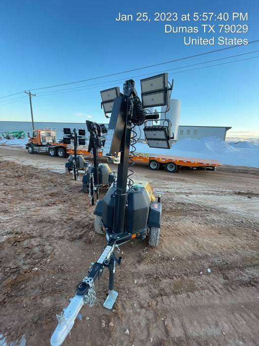 2022 Allmand NLV3GR (4) LED Light Fixture 350W, 23' Vertical Mast, 3kW Prime, Towable, ES Decals, T3