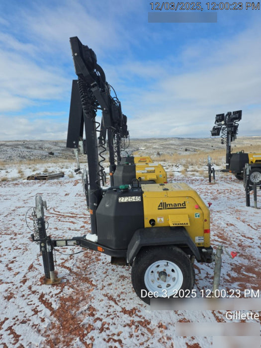 2022 Allmand NLV3GR (4) LED Light Fixture 350W, 23' Vertical Mast, 3kW Prime, Towable, ES Decals, T3