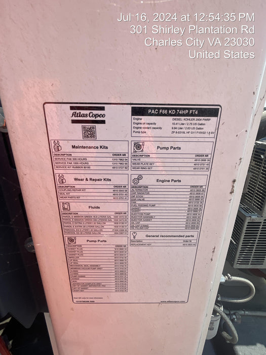 2022 ATLAS COPCO PAC F66 KD