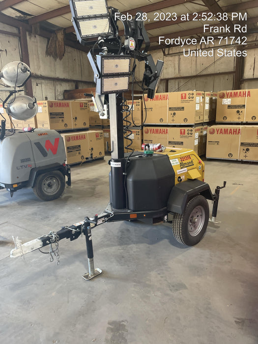 2022 Allmand NLV3GR (4) LED Light Fixture 350W, 23' Vertical Mast, 3kW Prime, Towable, Deep Sea L401, Leveling Jacks, Yanmar T4F 5.8hp