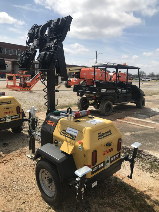 2022 Allmand NLV3GR (4) LED Light Fixture 350W, 23' Vertical Mast, 3kW Prime, Towable, Deep Sea L401, Leveling Jacks, Yanmar T4F 5.8hp