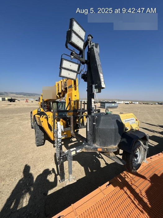 2021 Allmand NLV3GR (4) LED Light Fixture 350W, 23' Vertical Mast, 3kW Prime, Towable, Deep Sea L401, Leveling Jacks, Yanmar T4F 5.8hp