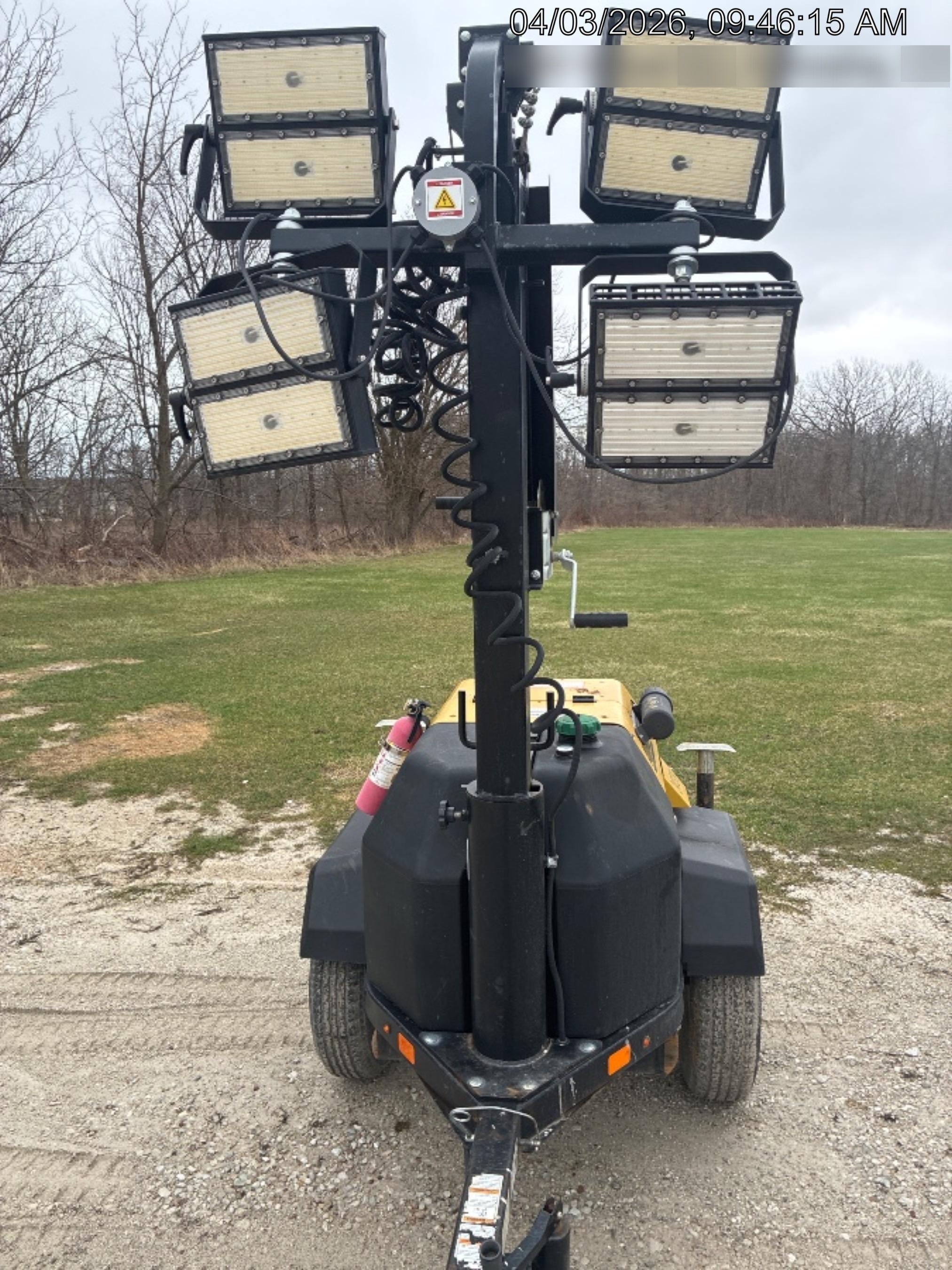 2022 Allmand NLV3GR (4) LED Light Fixture 350W, 23' Vertical Mast, 3kW Prime, Towable, Deep Sea L401, Leveling Jacks, Yanmar T4F 5.8hp