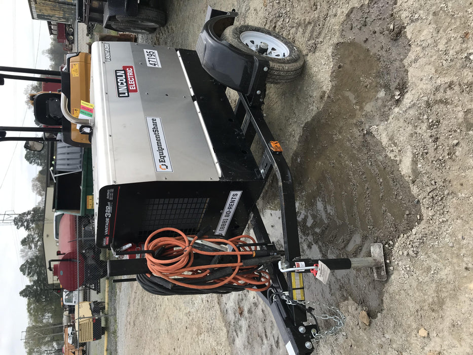 2019 Lincoln Electric Vantage 322 Ready-Pak 3, Two Wheel Trailer, Fender and Light Kit, Cable Rack