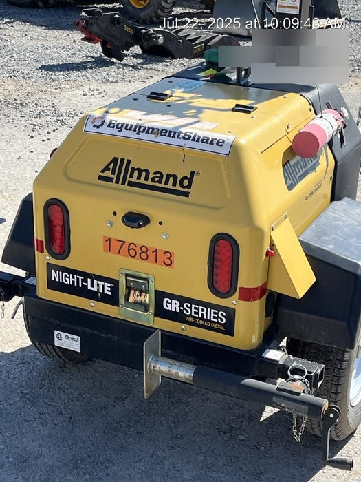 Allmand NLV3GR (4) LED Light Fixture 350W, 23' Vertical Mast, 3kW Prime, Towable, Deep Sea L401, Leveling Jacks, Yanmar T4F 5.8hp