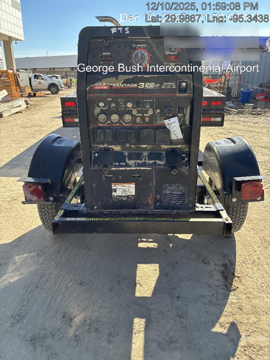 2019 Lincoln Electric Vantage 322 Welder Ready-Pak 3, Two wheel trailer, Fender and Light kit, Cable Rack