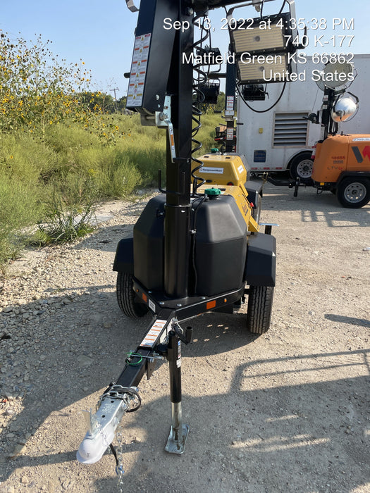 2022 Allmand NLV3GR (4) LED Light Fixture 350W, 23' Vertical Mast, 3kW Prime, Towable, ES Decals, T3