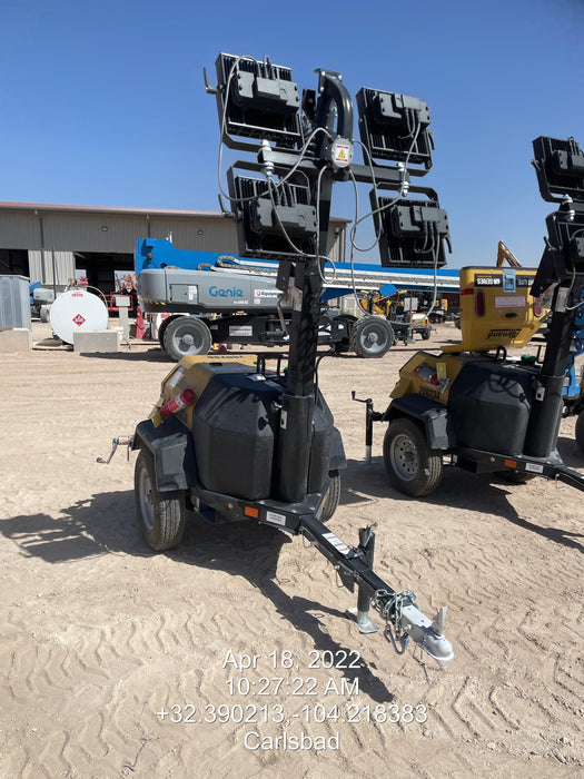 2022 Allmand NLV3GR (4) LED Light Fixture 350W, 23' Vertical Mast, 3kW Prime, Towable, Deep Sea L401, Leveling Jacks, Yanmar T4F 5.8hp