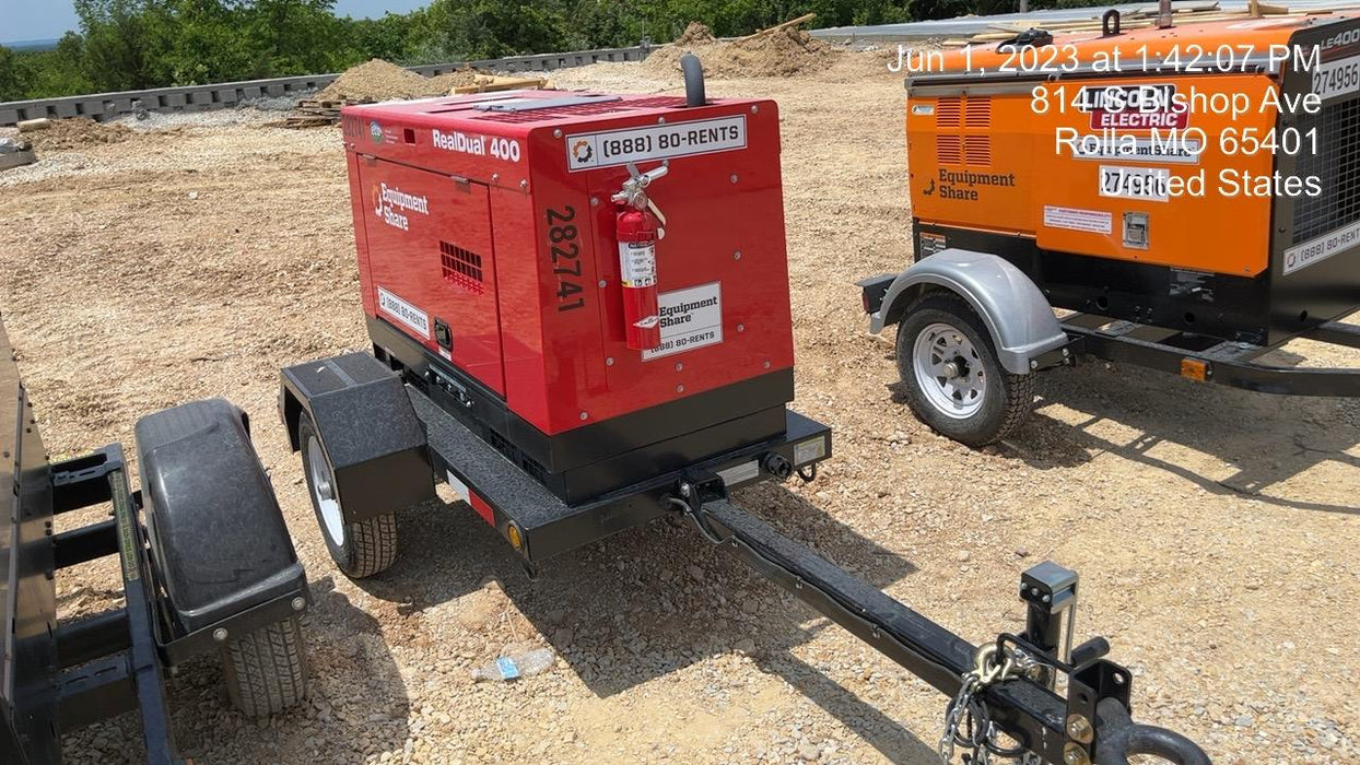 2022 Shindaiwa DGW400MDL Kubota D902 Engine, 23 HP, Dual Op Welder, Wire, Arc, Droop Stick, Tig, and CC Stick Functionality, Simulphase, 3 Phase and 1 Phase Gen Output, Single Axle NB Trlr, Slr Trckl Chrg 12V 12W, Fire Ext