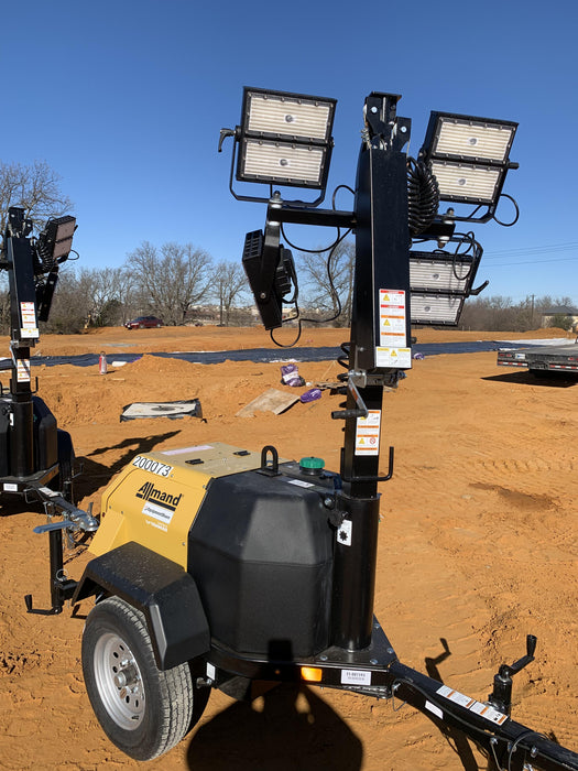 2022 Allmand NLV3GR (4) LED Light Fixture 350W, 23' Vertical Mast, 3kW Prime, Towable, Deep Sea L401, Leveling Jacks, Yanmar T4F 5.8hp