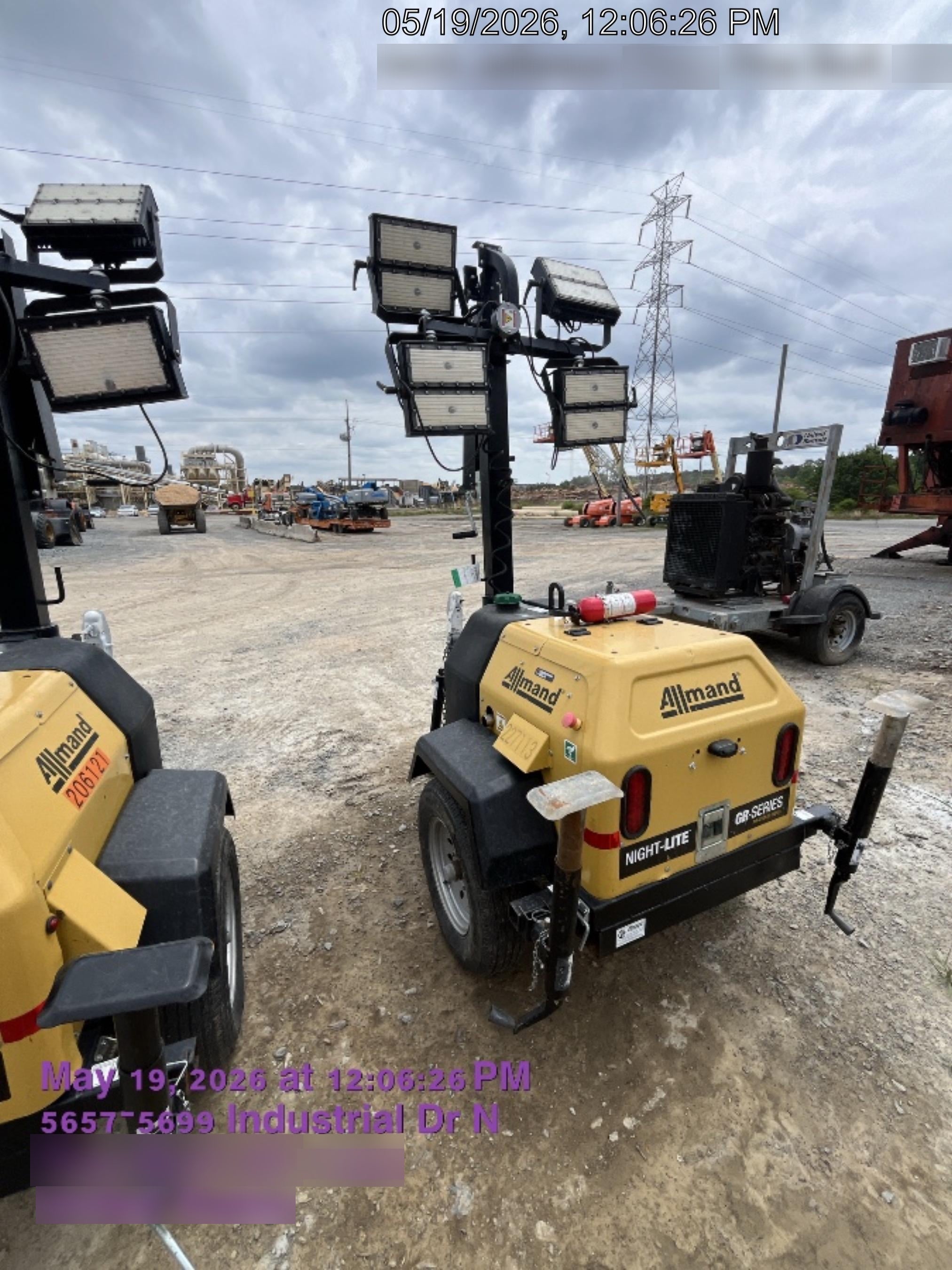 2022 Allmand NLV3GR (4) LED Light Fixture 350W, 23' Vertical Mast, 3kW Prime, Towable, Deep Sea L401, Leveling Jacks, Yanmar T4F 5.8hp