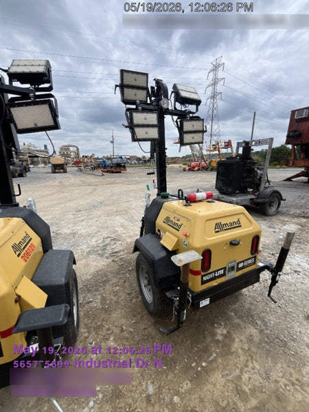 2022 Allmand NLV3GR (4) LED Light Fixture 350W, 23' Vertical Mast, 3kW Prime, Towable, Deep Sea L401, Leveling Jacks, Yanmar T4F 5.8hp