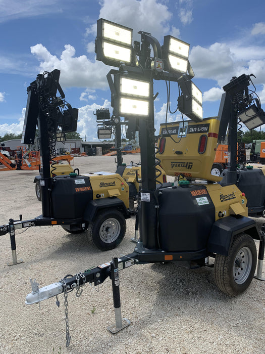 2022 Allmand NLV3GR (4) LED Light Fixture 350W, 23' Vertical Mast, 3kW Prime, Towable, Deep Sea L401, Leveling Jacks, Yanmar T4F 5.8hp