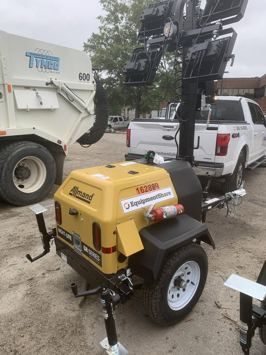 2021 Allmand NLV3GR (4) LED Light Fixture 350W, 23' Vertical Mast, 3kW Prime, Towable, Deep Sea L401, Leveling Jacks, Yanmar T4F 5.8hp