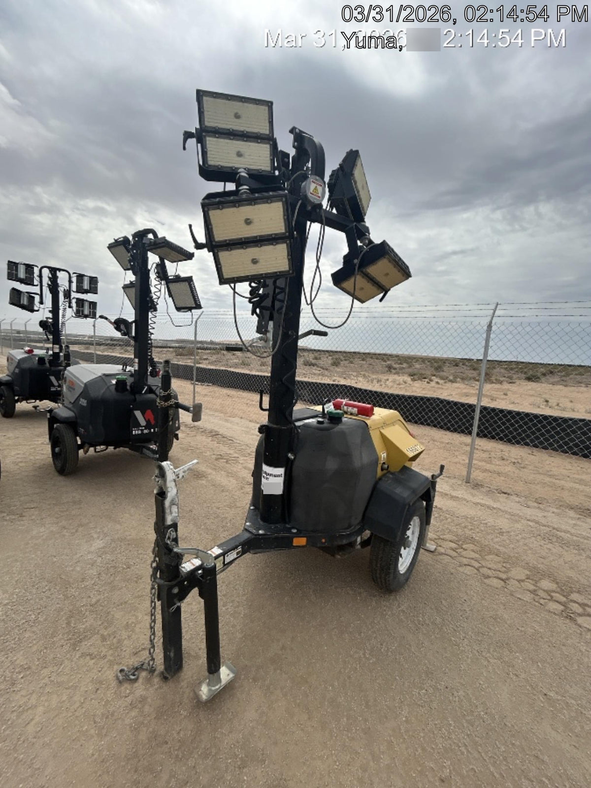 2021 Allmand NLV3GR (4) LED Light Fixture 350W, 23' Vertical Mast, 3kW Prime, Towable, Deep Sea L401, Leveling Jacks, Yanmar T4F 5.8hp