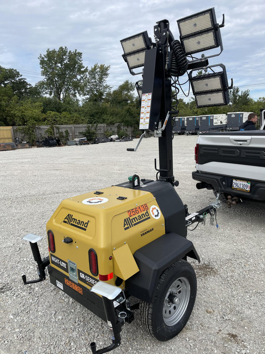 2022 Allmand NLV3GR (4) LED Light Fixture 350W, 23' Vertical Mast, 3kW Prime, Towable, ES Decals, T3