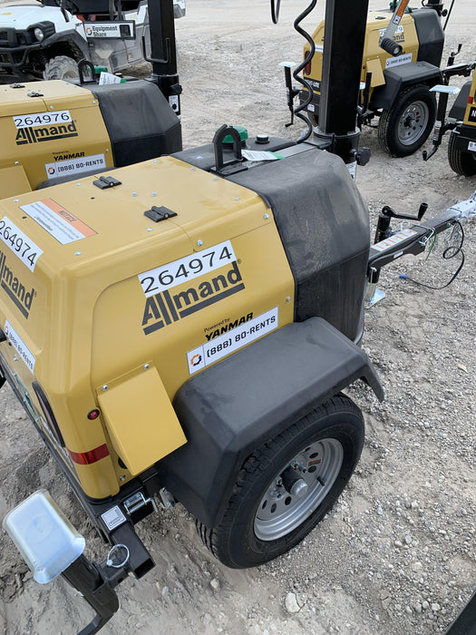 2022 Allmand NLV3GR (4) LED Light Fixture 350W, 23' Vertical Mast, 3kW Prime, Towable, ES Decals, T3