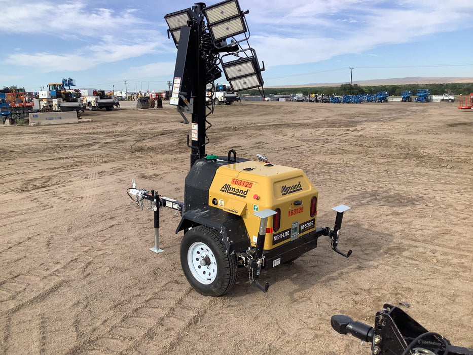 2021 Allmand NLV3GR (4) LED Light Fixture 350W, 23' Vertical Mast, 3kW Prime, Towable, Deep Sea L401, Leveling Jacks, Yanmar T4F 5.8hp