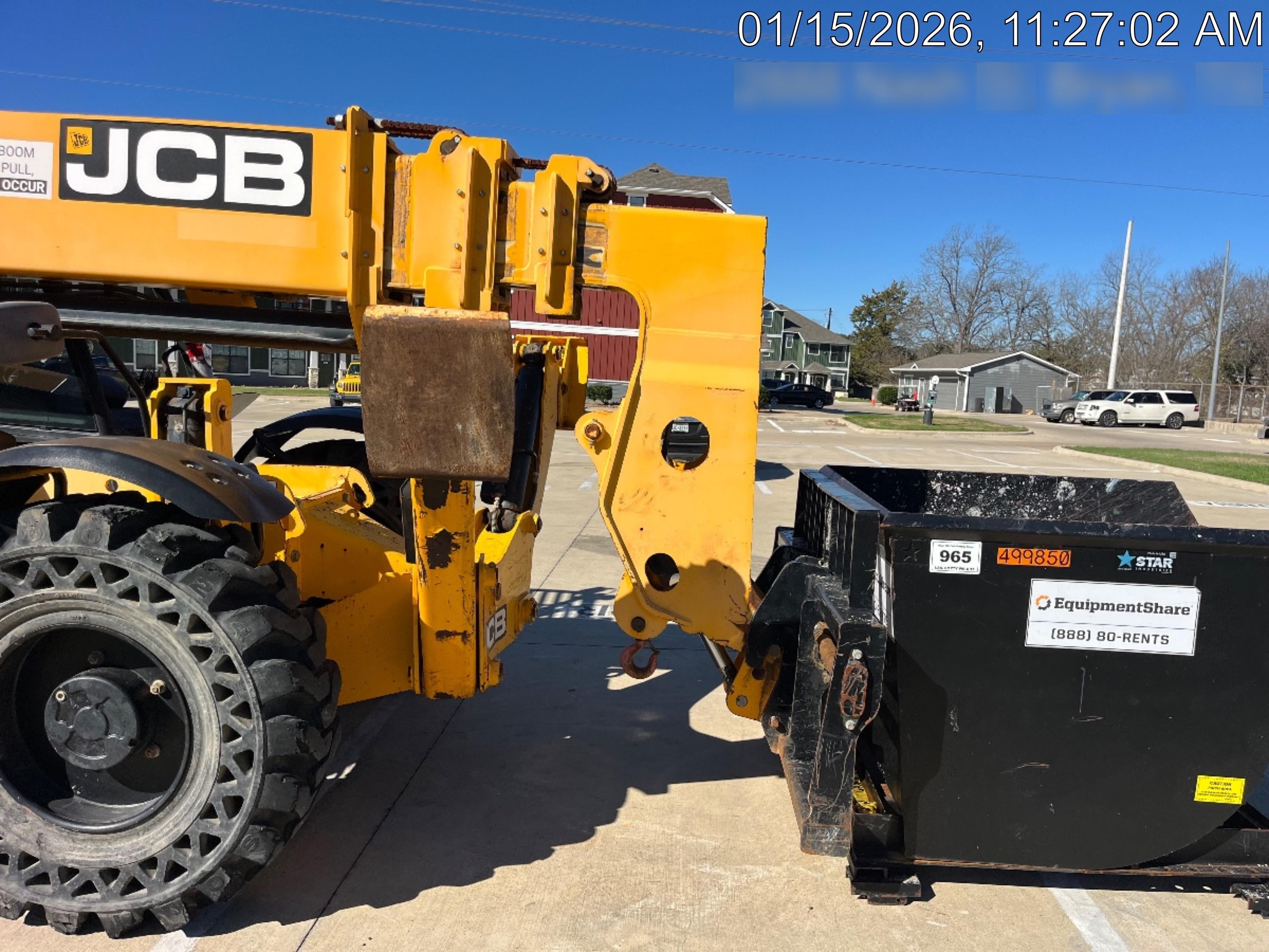 2019 JCB 510-56 Open ROPS, 74 HP, Solid Tires, Worklights, Beacon, Aux Hydraulics, Lifting Eye 72" Carriage/60" Forks