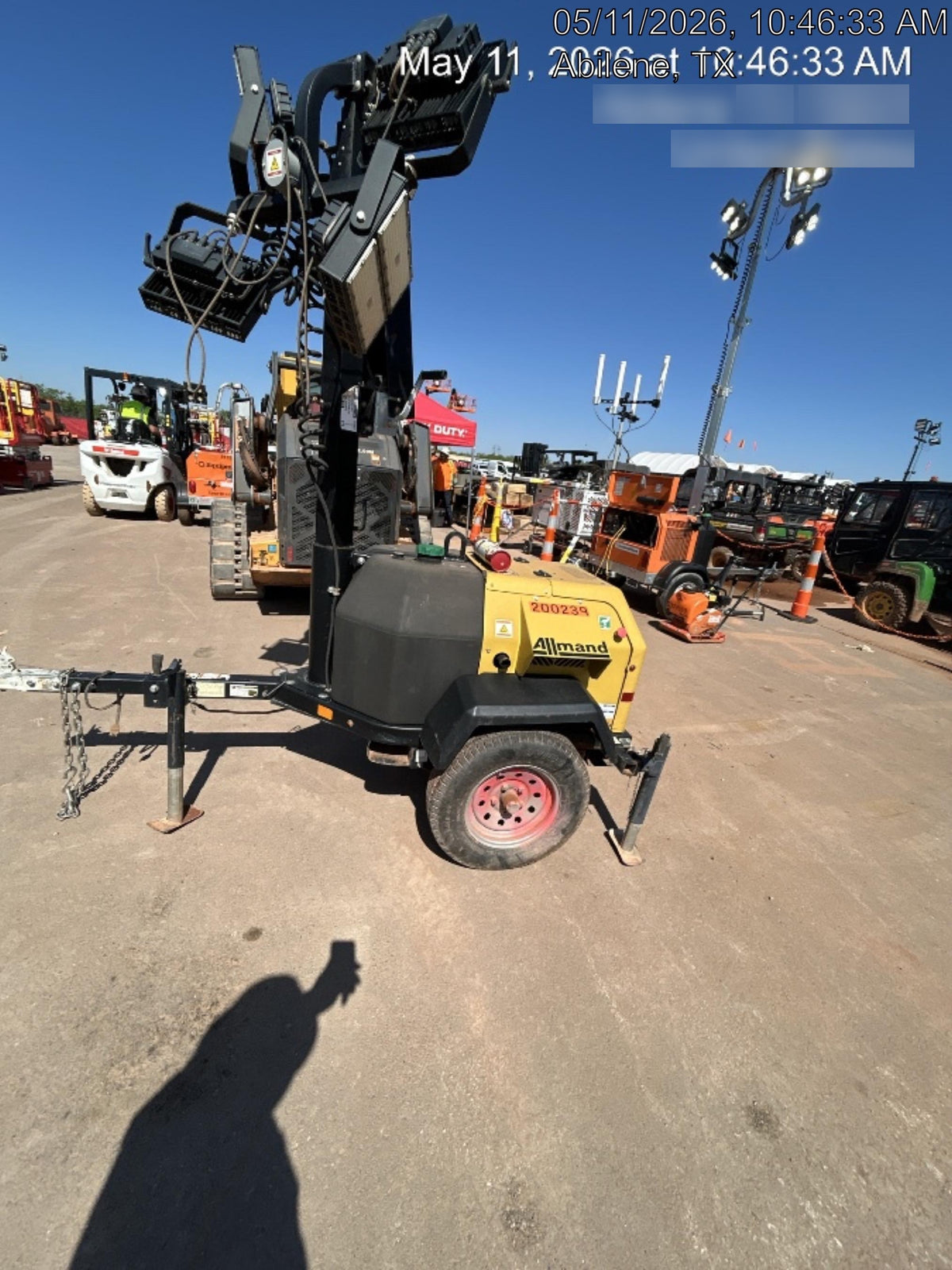 2022 Allmand NLV3GR (4) LED Light Fixture 350W, 23' Vertical Mast, 3kW Prime, Towable, Deep Sea L401, Leveling Jacks, Yanmar T4F 5.8hp