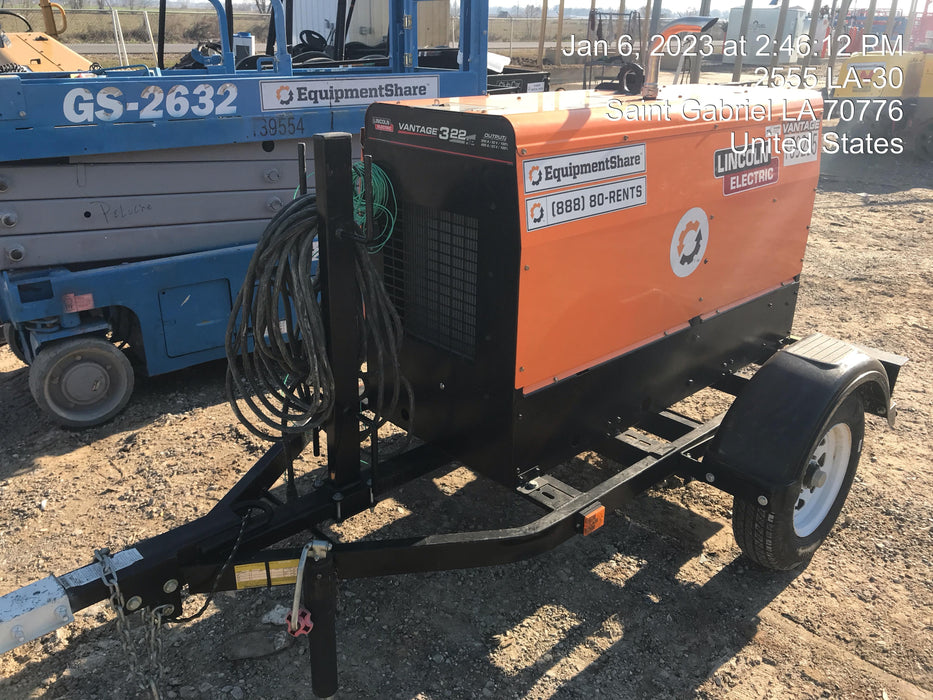 2021 Lincoln Electric Vantage 322 Vantage 322 Ready Pak 3 w/ Decals, ORANGE (includes trailer, cable rack, fender light kit) NO Telematics