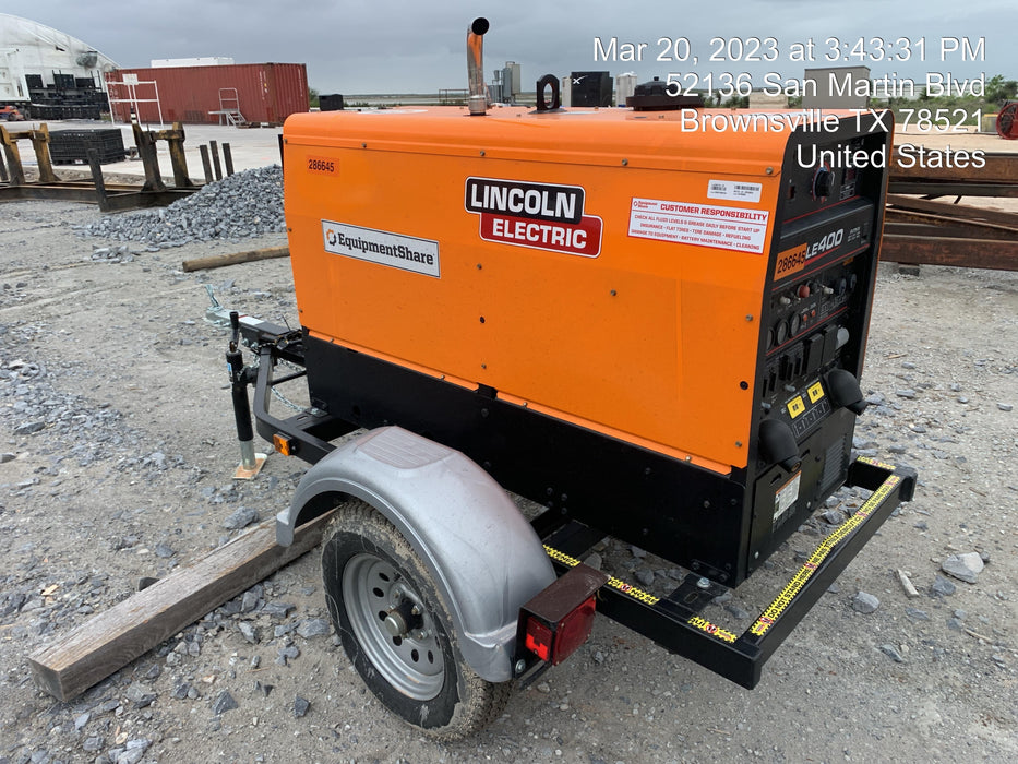 2022 Lincoln Electric LE400 Kubota V1505, Trlr, Cable Rack, Light Kit, ES Decals, T3