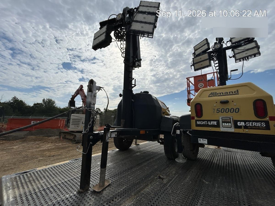 2022 Allmand NLV3GR (4) LED Light Fixture 350W, 23' Vertical Mast, 3kW Prime, Towable, ES Decals, T3