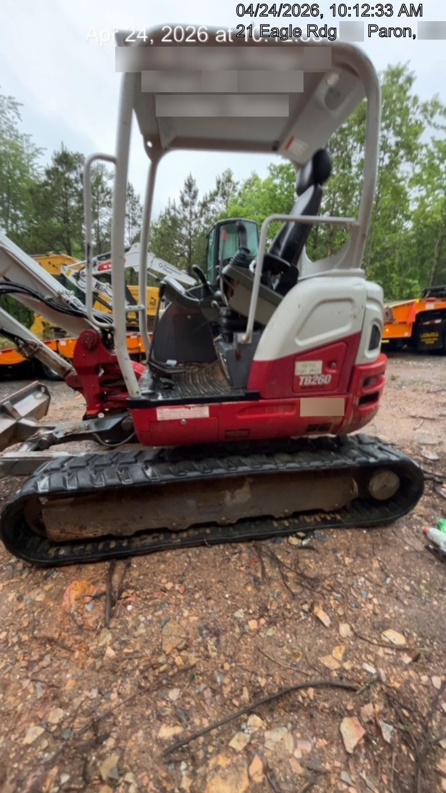 2019 Takeuchi TB260 Takeuchi TB260 Canopy w/Rubber Tracks, Auxiliary Hydraulics, Standard Blade, Manual QC, 12 / 18 / 24" Buckets, Hydraulic Thumb Installed