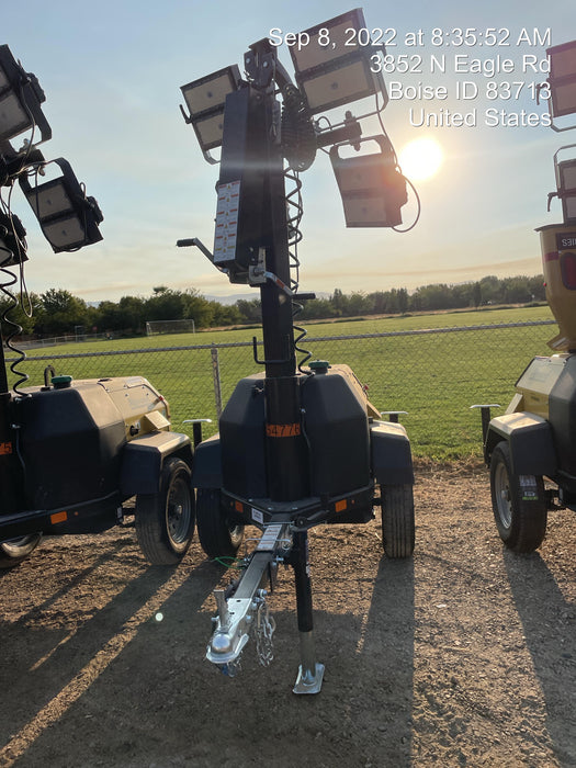 2022 Allmand NLV3GR (4) LED Light Fixture 350W, 23' Vertical Mast, 3kW Prime, Towable, ES Decals, T3