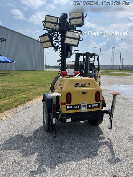 2022 Allmand NLV3GR (4) LED Light Fixture 350W, 23' Vertical Mast, 3kW Prime, Towable, Deep Sea L401, Leveling Jacks, Yanmar T4F 5.8hp