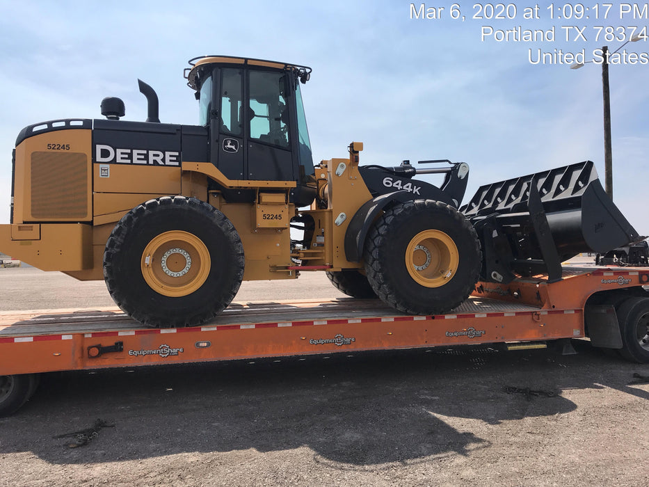 2020 John Deere 644K 4yd Wheel Loader, Cab/Heat/Air, 3 Function Hydraulics, JRB Hydraulic QC, QC 4yd bucket w/smooth cutting edge, QC Carriage, 72" Fork Tines, 5yr/5,000hr Powertrain and Hydraulics extended warranty