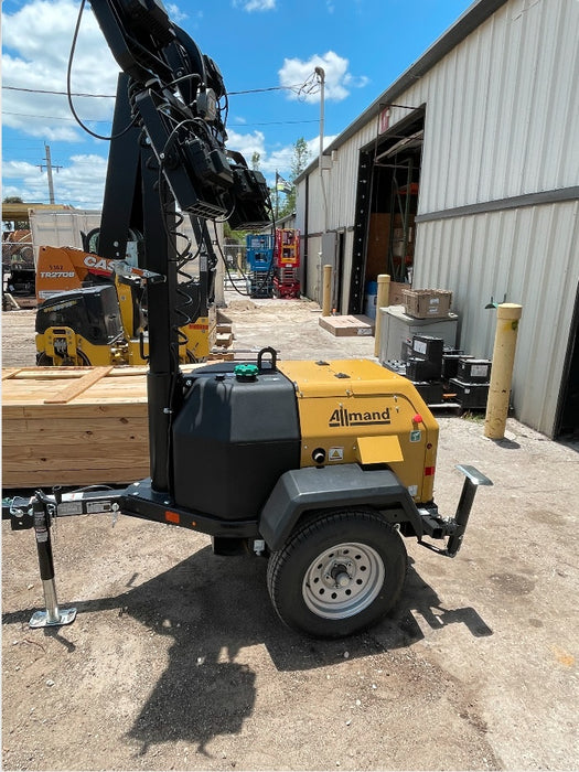2022 Allmand NLV3GR (4) LED Light Fixture 350W, 23' Vertical Mast, 3kW Prime, Towable, Deep Sea L401, Leveling Jacks, Yanmar T4F 5.8hp